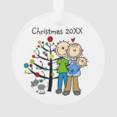 Neue Eltern eines Babyjungen und Katzen-Ornaments Ornament (Rückseite)