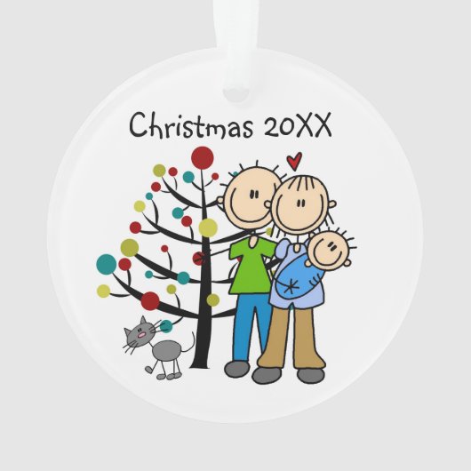 Neue Eltern eines Babyjungen und Katzen-Ornaments Ornament (Rückseite)