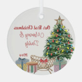 Neue Eltern Erster Weihnachtsbaum und Krippe Ornament Aus Glas (Rückseite)