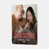 Neue Eltern Erstes Weihnachtsfest Foto Ornament Aus Metall (Vorderseite links)