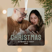 Neue Eltern Erstes Weihnachtsfest Foto Ornament Aus Metall