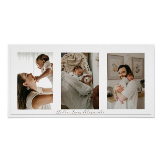 Neue Eltern Neues Baby Glossy 3 Foto Collage Poste Poster (Vorderseite)