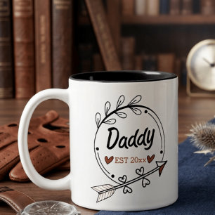 Neue Eltern Papa Personalisiertes Gründungsjahr Zweifarbige Tasse