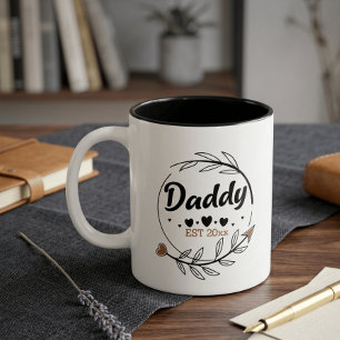Neue Eltern Papa Personalisiertes Gründungsjahr Zweifarbige Tasse