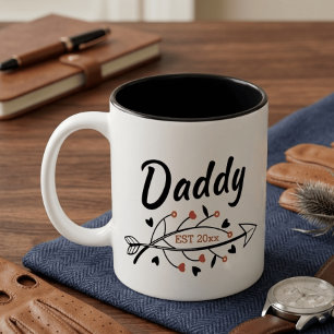 Neue Eltern Papa Personalisiertes Gründungsjahr Zweifarbige Tasse