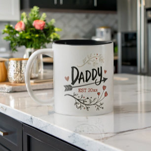 Neue Eltern Papa Personalisiertes Jahr Zweifarbige Tasse