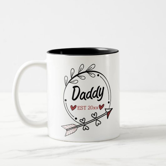 Neue Eltern Papa Personalisiertes Jahr Zweifarbige Tasse (Links)