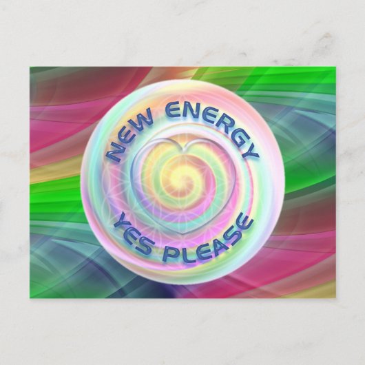 NEUE ENERGIE - JA BITTE mit Herz Postkarte (Vorderseite)