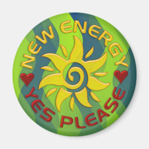 NEUE ENERGIE SONNE grüne Wellen Magnet