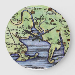 NEUE ENGLAND-KARTE 1677 GROßE WANDUHR