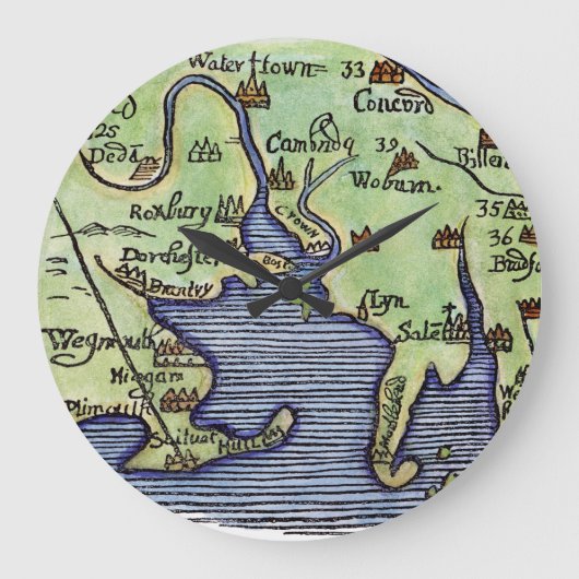 NEUE ENGLAND-KARTE 1677 GROßE WANDUHR (Vorderseite)