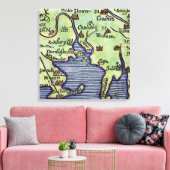 NEUE ENGLAND-KARTE 1677 LEINWANDDRUCK (Insitu (Wohnzimmer))