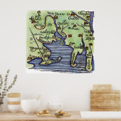 NEUE ENGLAND-KARTE 1677 POSTER (Küche)