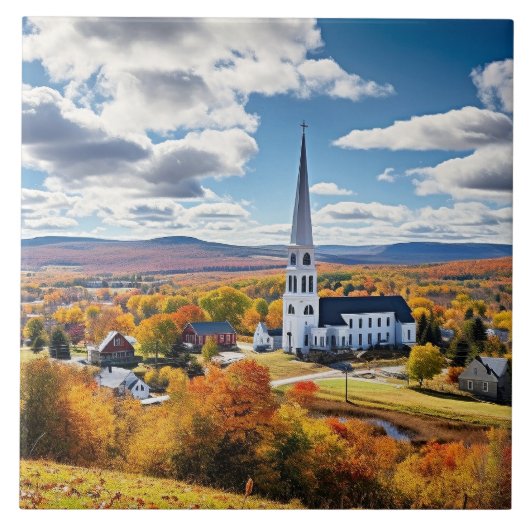 Neue England Landschaft im Herbst Fliese (Vorderseite)