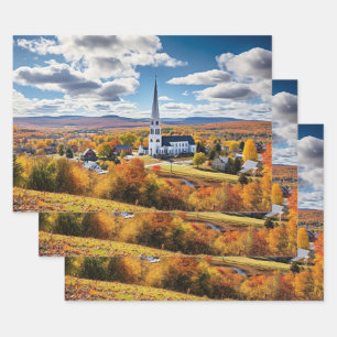 Neue England Landschaft im Herbst Geschenkpapier Set