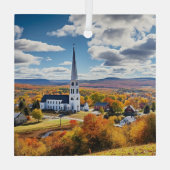 Neue England Landschaft im Herbst Ornament Aus Glas (Rückseite)