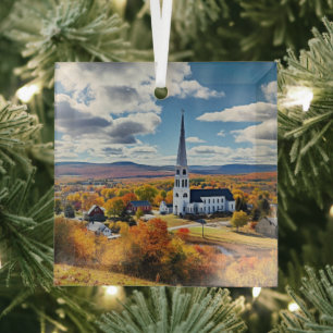 Neue England Landschaft im Herbst Ornament Aus Glas