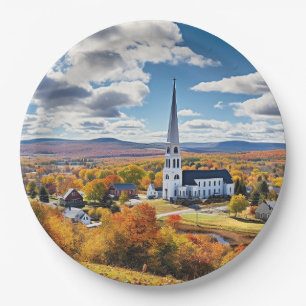 Neue England Landschaft im Herbst Pappteller