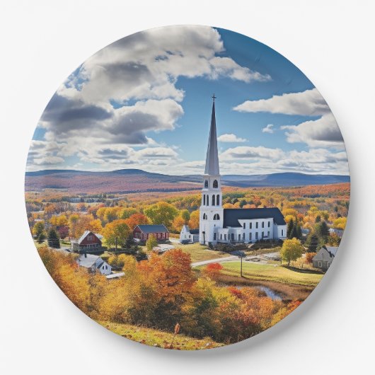 Neue England Landschaft im Herbst Pappteller (Vorderseite)