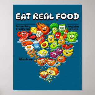 Neue Ernährungspyramide Iss Wirkliches Fleischfres Poster