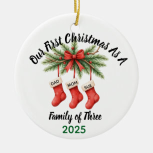Neue Familie von 3 Ersten Weihnachtskuchen 2025 Keramik Ornament