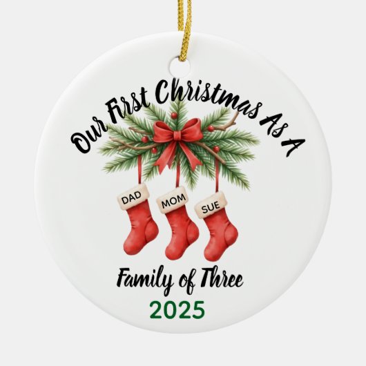 Neue Familie von 3 Ersten Weihnachtskuchen 2025 Keramik Ornament (Vorne)