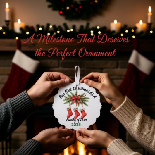 Neue Familie von 3 Ersten Weihnachtskuchen 2025 Ornament Karte