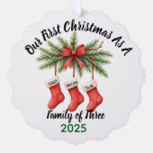 Neue Familie von 3 Ersten Weihnachtskuchen 2025 Ornament Karte (Vorderseite)