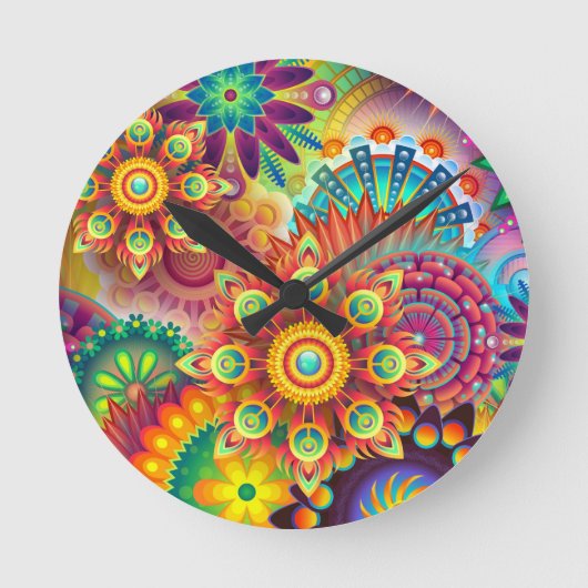 Neue farbenfrohe Abstrakte Background Runde Wanduhr (Vorderseite)