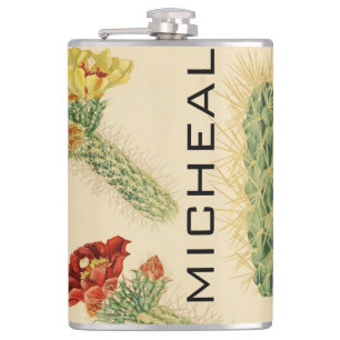 Neue farbenfrohe Cactis personalize Name Flask Flachmann