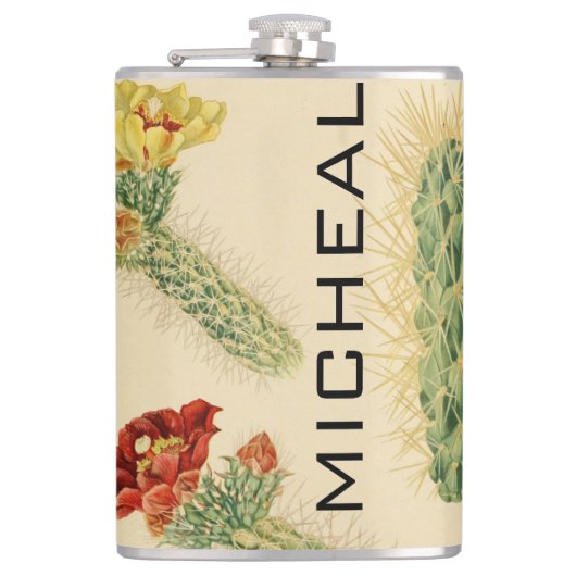 Neue farbenfrohe Cactis personalize Name Flask Flachmann (Vorderseite)
