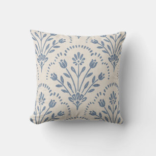 Neue Farmhouse Blaue Blumen-Skaloppmuster Kissen