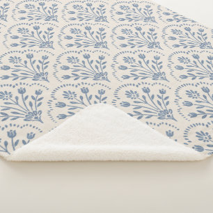 Neue Farmhouse Blaue Blumen-Skaloppmuster Sherpadecke