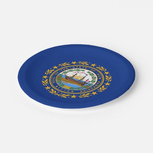 Neue Flagge des Staates Hampshire Pappteller (Schrägansicht)