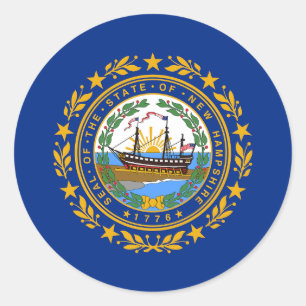 Neue Flagge des Staates Hampshire Runder Aufkleber