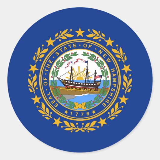 Neue Flagge des Staates Hampshire Runder Aufkleber (Vorderseite)