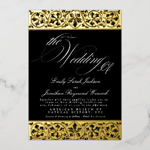 Neue formale Kalligrafie Elegant Klassisch Schwarz Folieneinladung