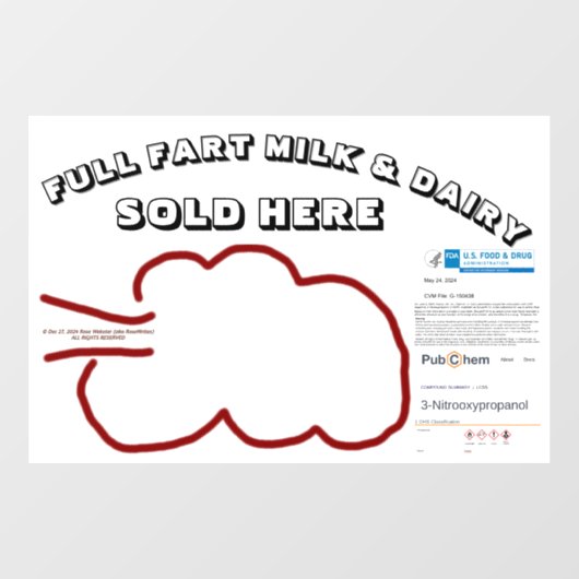 NEUE Furz Dairy by RoseWrites Window Cling Fensteraufkleber (Blatt)