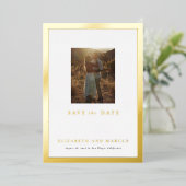 Neue Gallerie-Rahmen Save the Date an der Goldgren Folieneinladung (Stehend vorne)