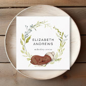 Neue Geboren-Eukalyptus-Kranz, moderne Visitenkart Quadratische Visitenkarte