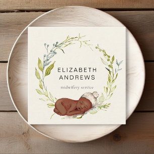 Neue Geboren-Eukalyptus-Kranz, moderne Visitenkart Quadratische Visitenkarte