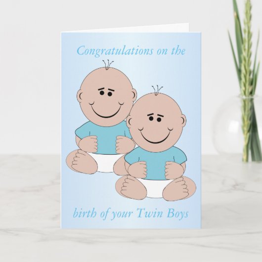Neue Geborene Baby Twin Boys Karte (Vorderseite)