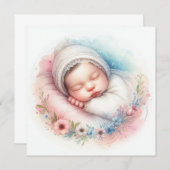 Neue geborene Babywasserfarbe Einladung (Vorne/Hinten)