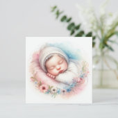 Neue geborene Babywasserfarbe Einladung (Stehend Vorderseite)