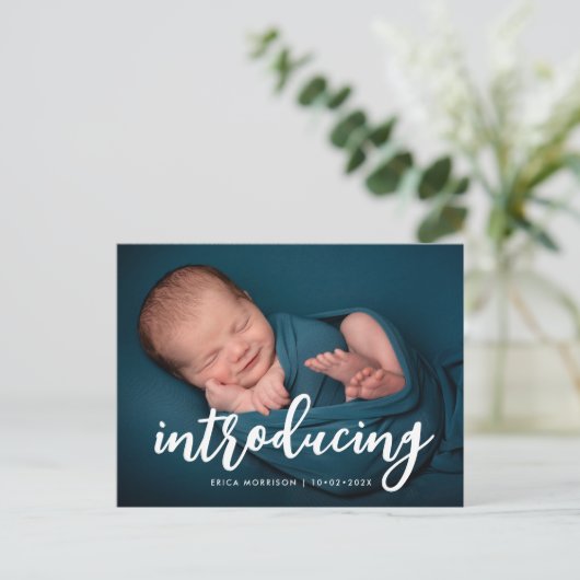 neue geborene Geburtsankündigung Postkarte (Stehend Vorderseite)