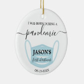 Neue geborene Pandemie mit Foto-Verzierung Keramik Ornament (Rechts)