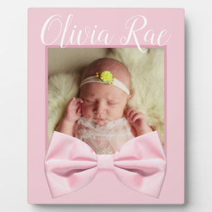 Neue Geborene Pink Bow Baby Picture Plaque Fotoplatte