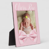 Neue Geborene Pink Bow Baby Picture Plaque Fotoplatte (Seite)