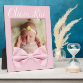 Neue Geborene Pink Bow Baby Picture Plaque Fotoplatte (Seite)
