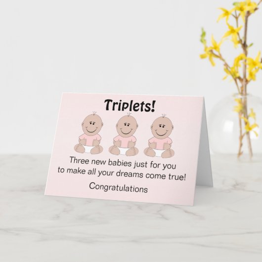 Neue Geborene Tripletkarte für Mädchen Karte (Gelbe Blume)